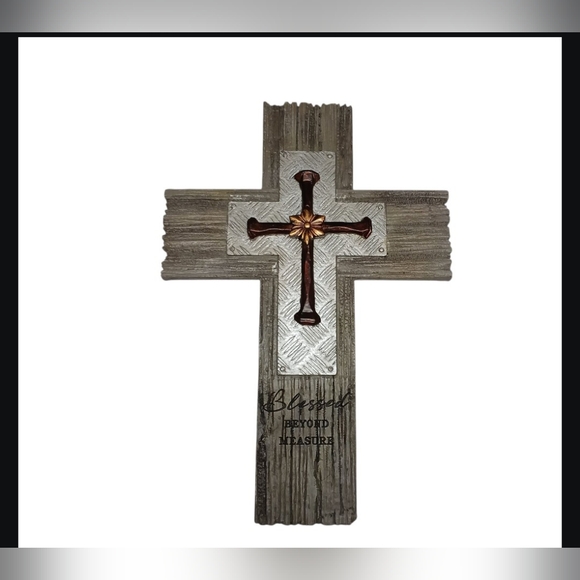 Hobby Lobby Other - Rustic Resin Wall Cross | “Blessed Beyond Measure” | Faith & Fall Home Decor